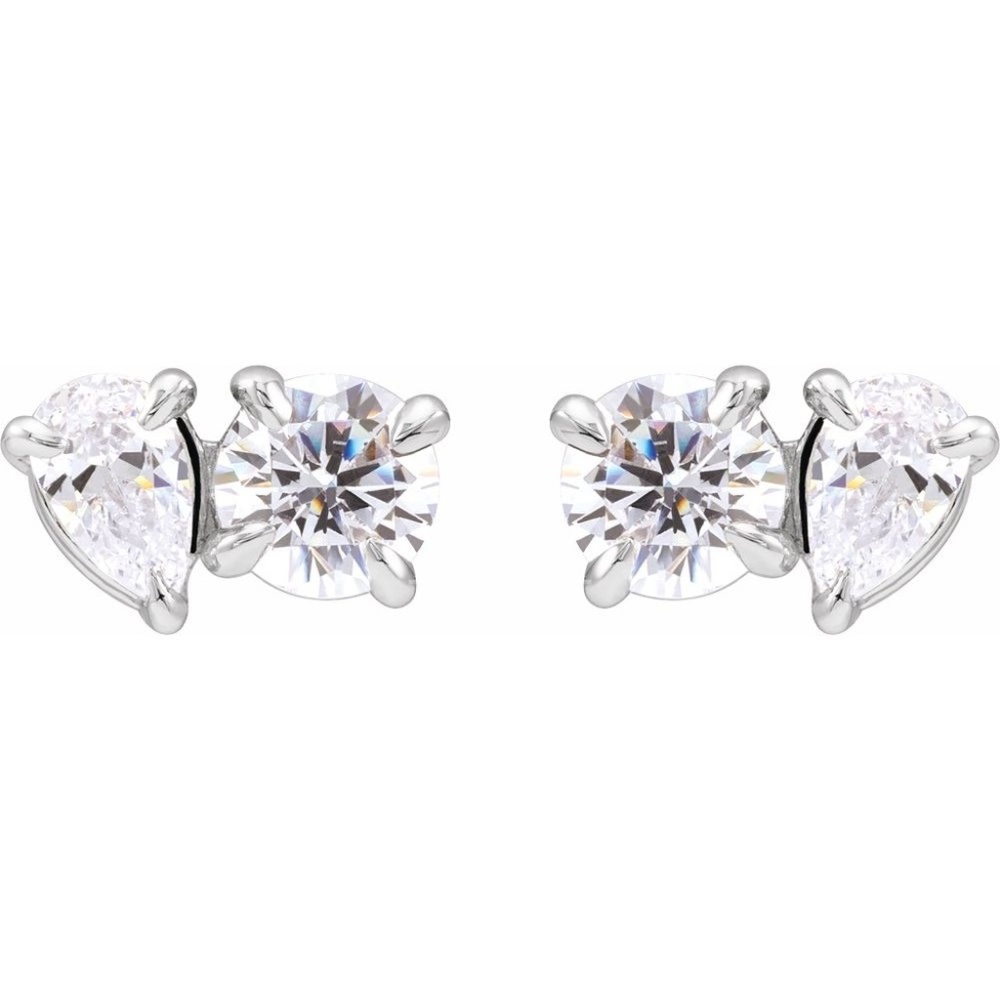 14K White Gold 1 1/6 CTW Lab-Grown Diamond Two-Stone Stud Earrings